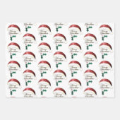 Merry Christmas Santa hat Red Gold Green Sparkles Geschenkpapier Set (Vorderseite)