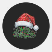 Merry Christmas Santa Hat Xmas Family Matching Paj Runder Aufkleber (Vorderseite)