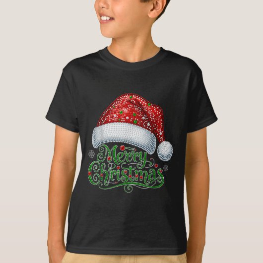 Merry Christmas Santa Hat Xmas Family Matching Paj T-Shirt (Vorderseite)