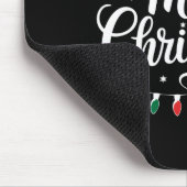 Merry Christmas Santa Hat Xmas Lights Red Family M Mousepad (Ecke)