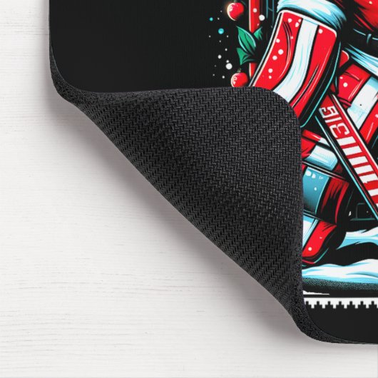Merry Christmas Santa Hockey Goalie Ugly Christmas Mousepad (Ecke)