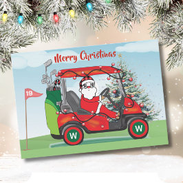 MERRY CHRISTMAS SANTA IN CART PLAYS GOLF FEIERTAGSKARTE
