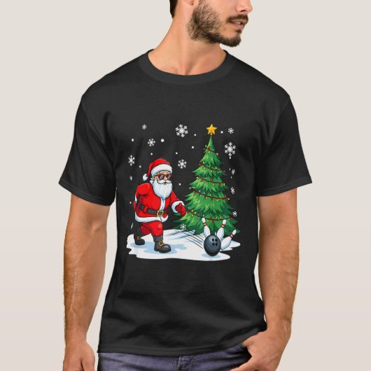 Merry Christmas Santa Playing Bowling Srt Lovers T-Shirt (Vorderseite)