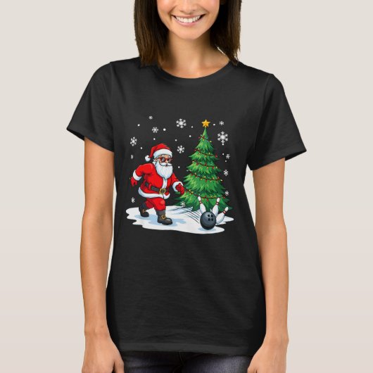 Merry Christmas Santa Playing Bowling Srt Lovers  T-Shirt (Vorderseite)