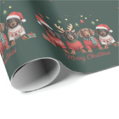 Merry Christmas Santa Reindeer Dachshund Weiner Geschenkpapier (Rolleneckpunkt)