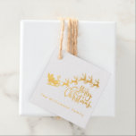 Merry Christmas Santa Reindeer Geschenkanhänger<br><div class="desc">Machen Sie Ihre Weihnachtsgeschenke in dieser Weihnachtszeit auffällig,  mit dem Weihnachtsmann in einem Schlitten und Rentier,  zusammen mit einem festlichen Frohen Weihnachtskalligraphie-Skript. Personalisieren Sie einfach Ihren (Ihre) Namen,  um ihn zu Ihrem eigenen zu machen.</div>