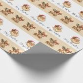 Merry Christmas Santa & Reindeer Wrapping Paper Geschenkpapier (Ecke)