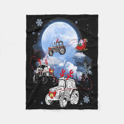 Merry Christmas Santa Ride Truck Sleigh Xmas Paj T Fleecedecke (Vorderseite)