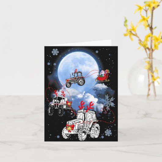 Merry Christmas Santa Ride Truck Sleigh Xmas Paj T Karte (Gelbe Blume)