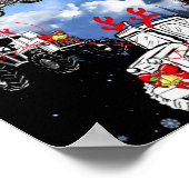 Merry Christmas Santa Ride Truck Sleigh Xmas Paj T Poster (Ecke)