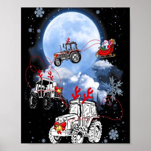 Merry Christmas Santa Ride Truck Sleigh Xmas Paj T Poster (Vorne)
