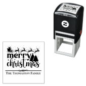 Merry Christmas Santa Sleigh Fir Trees Familiennam Permastempel (Beispiel)