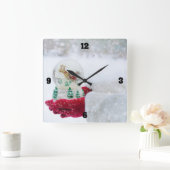 Merry Christmas & Santa Snow Globe Quadratische Wanduhr (Zuhause)