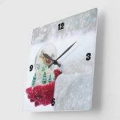 Merry Christmas & Santa Snow Globe Quadratische Wanduhr (Winkel)