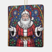 Merry Christmas Santa Stained Glass Design Keramikornament (Links)