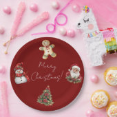 Merry Christmas Santa Tree Christmas Pappteller (Party)