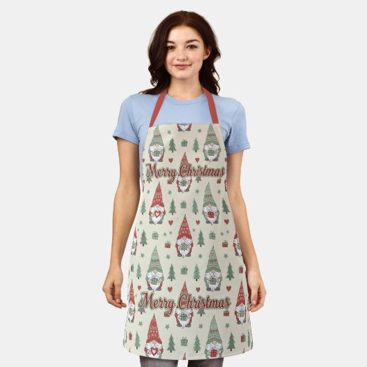 Merry Christmas Scandinavian Gnome Apron Schürze (Getragen)