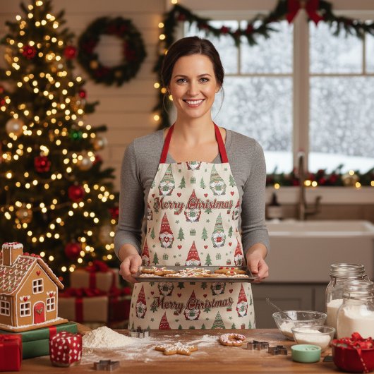Merry Christmas Scandinavian Gnome Apron Schürze