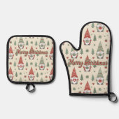 Merry Christmas Scandinavian Gnome Ofenhandschuh & Topflappen-Set (Vorderseite)