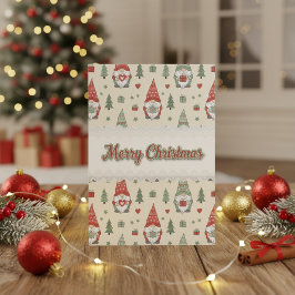 Merry Christmas Scandinavian Gnomes Holiday Card Feiertagskarte