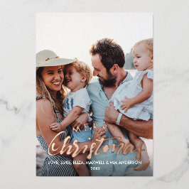 MERRY CHRISTMAS Schlichtes Personalisiertes Foto R Folieneinladung