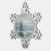 Merry Christmas Schneeflocken Zinn-Ornament (Rechts)