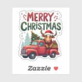 Merry Christmas Scottish Highland Cow Xmas Farm An Aufkleber (Blatt)