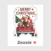 Merry Christmas Scottish Highland Cow Xmas Farm An Aufkleber (Blatt)