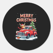 Merry Christmas Scottish Highland Cow Xmas Farm An Runder Aufkleber (Vorderseite)