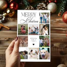 Merry Christmas script 9 photo collage Christmas Feiertagskarte