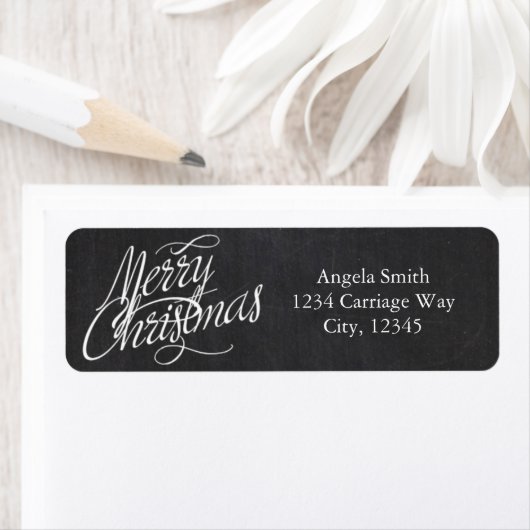 MERRY CHRISTMAS Script Chalkboard Address Labels (Insitu)