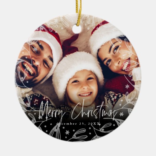 Merry Christmas Script Copy Photo Keramik Ornament (Vorne)