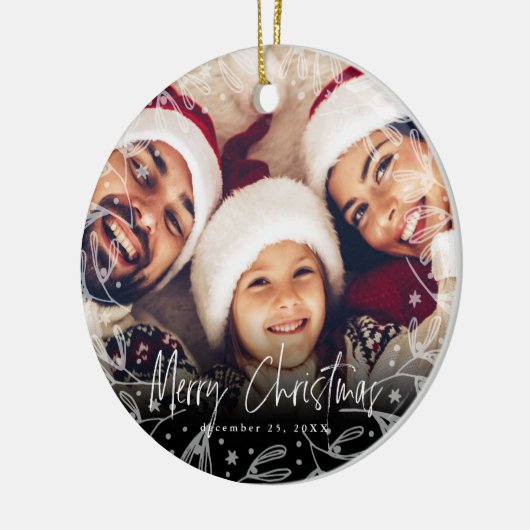 Merry Christmas Script Copy Photo Keramik Ornament (Links)