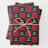 Merry Christmas Script Green and Red Checkerboard Geschenkpapier Set (Beispiel)