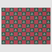 Merry Christmas Script Green and Red Checkerboard Seidenpapier (Vorderseite)