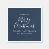 Merry Christmas Script Navy Blue Custom Serviette (Vorderseite)