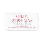 Merry Christmas Script Return Address Adressaufkleber (Vorne)