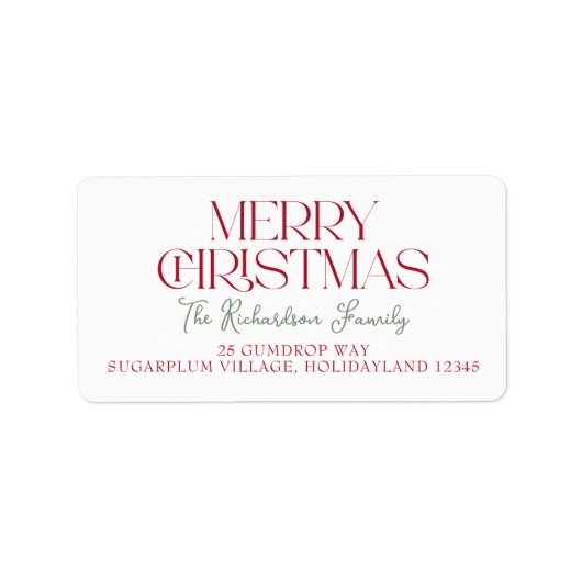 Merry Christmas Script Return Address Adressaufkleber (Vorne)