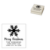 Merry Christmas Script Snowflake Family Address Gummistempel (Stempel)
