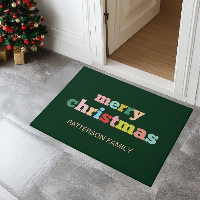 MERRY CHRISTMAS Script Typografy Custom Family Fußmatte (MERRY CHRISTMAS Script Typography Custom Family Doormat)