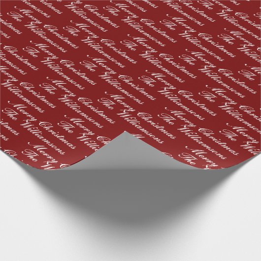 Merry Christmas Script with Custom Name Geschenkpapier (Ecke)