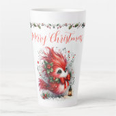 Merry Christmas Script with Whimsical Holiday Bird Milchtasse (Vorderseite)