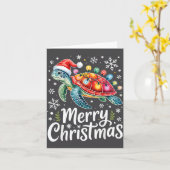 Merry Christmas Sea Turtle Christmas Lights Santa Karte (Gelbe Blume)