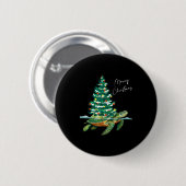 Merry Christmas Sea Turtle Xmas Tree Lights Pjs Me Button (Vorne & Hinten)