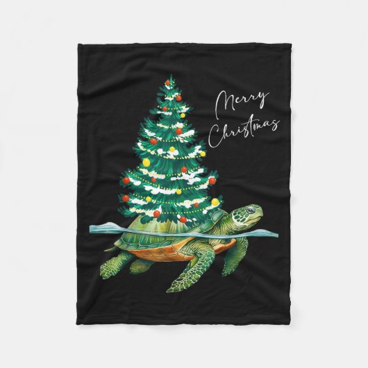 Merry Christmas Sea Turtle Xmas Tree Lights Pjs Me Fleecedecke (Vorderseite)