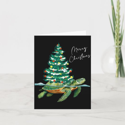 Merry Christmas Sea Turtle Xmas Tree Lights Pjs Me Karte (Vorderseite)