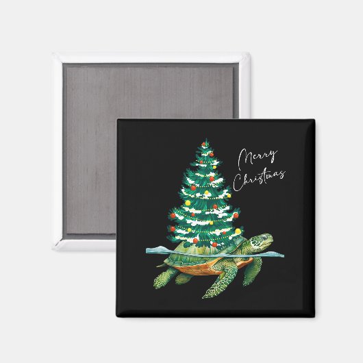 Merry Christmas Sea Turtle Xmas Tree Lights Pjs Me Magnet (Vorderseite/Rückseite)