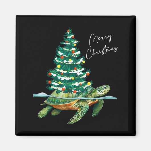 Merry Christmas Sea Turtle Xmas Tree Lights Pjs Me Magnet (Vorne)