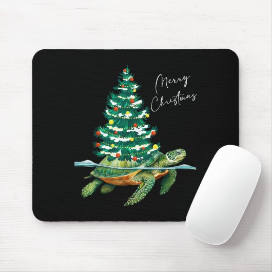Merry Christmas Sea Turtle Xmas Tree Lights Pjs Me Mousepad (Mit Mouse)