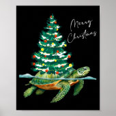 Merry Christmas Sea Turtle Xmas Tree Lights Pjs Me Poster (Vorne)